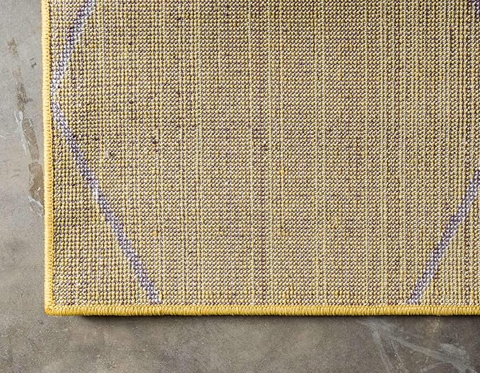 Unique Loom Trellis Frieze Collection Area Rug - Geometric (3' 3" x 5' 3", Yellow/ Ivory)