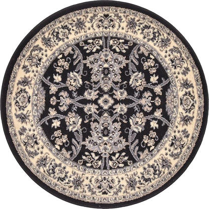 Unique Loom Sialk Hill Collection Area Rug - Washington (3' 3" Round Black/Gray)