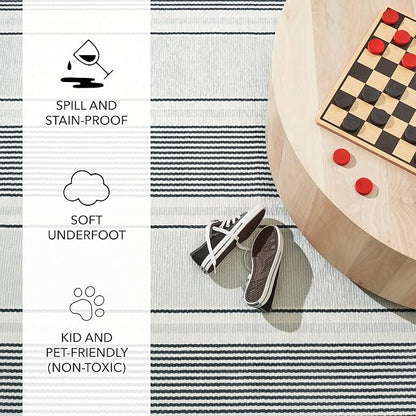 Dash & Albert Gunner Stripe Machine Washable Rug, 2 X 3 Feet, Grey Stripe Pattern