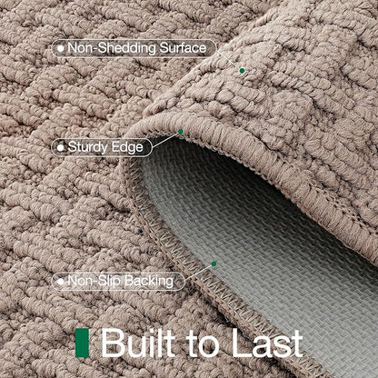 LUMI Washable Door Mat Indoor Entrance 32x48, Dirt Trapper Front Door Mats with Absorbent Interior and Non-Slip Rubber Backing, Entryway Doormat, Beige