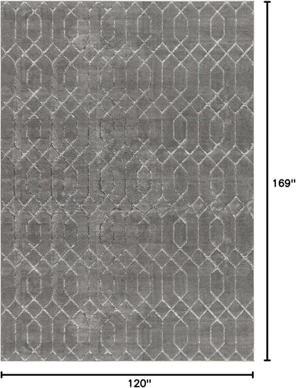Unique Loom Glam Collection Area Rug - Trellis (10' x 14' 1" Rectangle, Gray Silver/ Silver)
