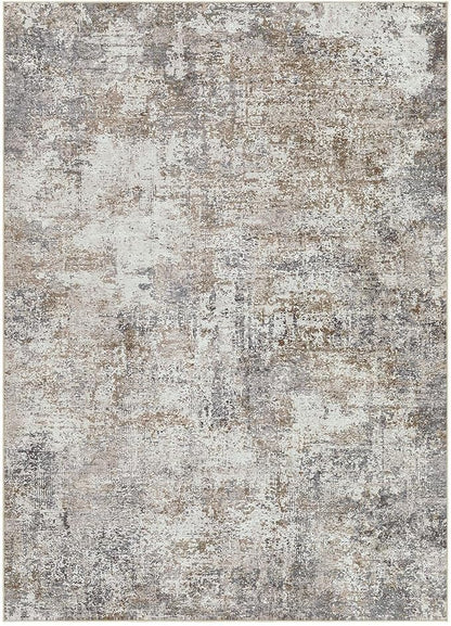 Area Rug Living Room Rugs - 9x12 Washable Large Soft Indoor Neutral Modern Abstract Low Pile Rug Carpet for Bedroom Dining Room Farmhouse Home Office - Brown/Grey/Black