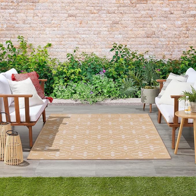 Nourison Home Nourison Essentials Beige Ivory 4' x 6' Area Rug - Easy Clean, Non Shedding, Bed Room, Living Room, Dining Room, Kitchen (4' x 6')