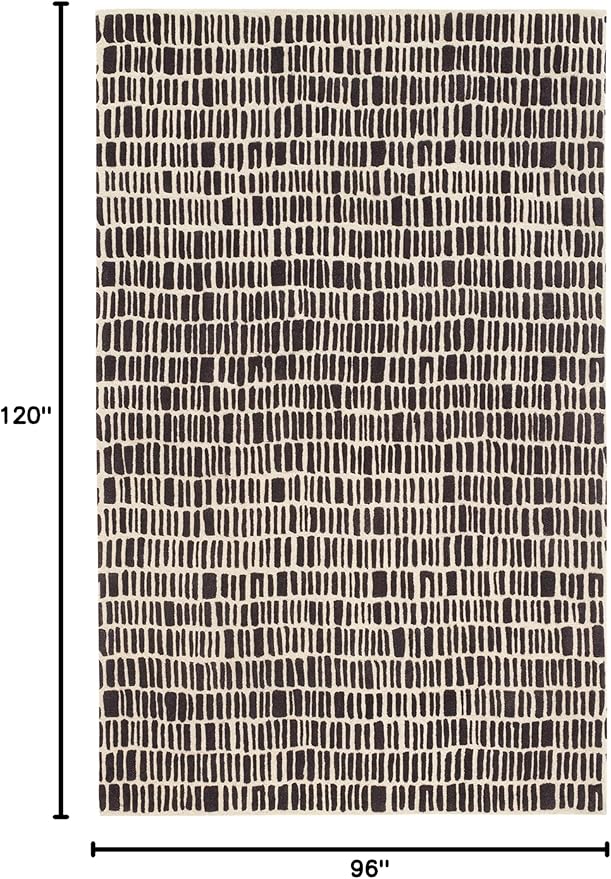 Dash and Albert Roark Wool Area Rug - 7.5 X 9.5 Charcoal Geometric Hand Tufted Accent Rug - Durable, High Traffic Areas Hallway, Living Room, Stairs - Premium Luxury Hotel Quality Soft Breathable
