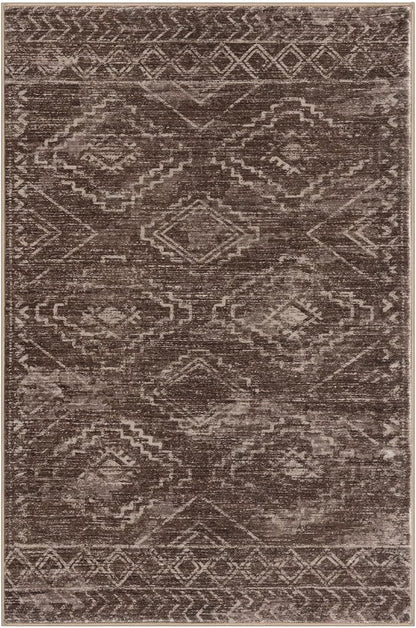 KILOCOCO Boho Entryway Rug 3x5 Area Rug Washable Non Slip Throw Rugs Soft for Kitchen Living Room Dining Bedroom Geometric Moroccan Carpet, Rust Red