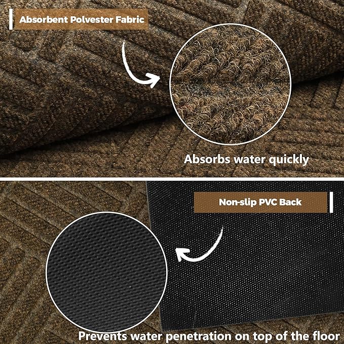 jxgzyy Runner Rug 3'11" x 9'10", Commercial Front Door Mat, Heavy Duty Indoor Outdoor Doormat, Outdoor Mats for Entrance, Non-Slip Entry Mat for High Traffic Area