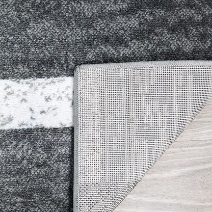 Superior Indoor Area Rug, Jute Backed, Modern Geometric Patchwork Floor Decor for Bedroom, Office, Living Room, Entryway, Hardwood Floors, Rockwood Collection, 4' x 6', Charcoal