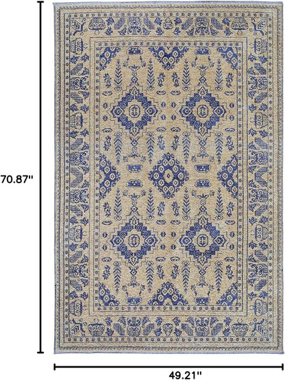 Alfa Rich 4x6 Gold Navy Blue Washable Area Rugs for Living Room Bedroom Kitchen Dining Cotton Rug