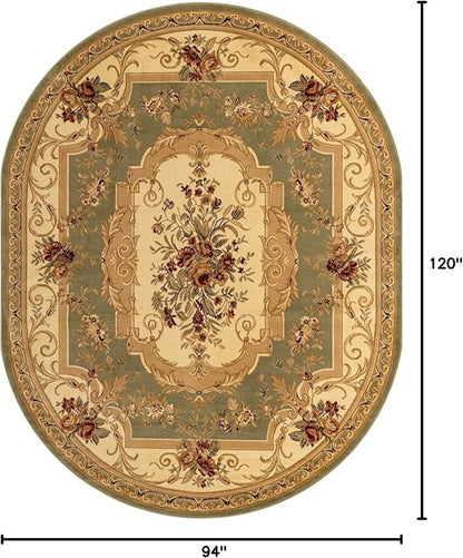 Rugs.com Chateau Collection Rug - 8' x 10' Oval Green Medium Pile Rug
