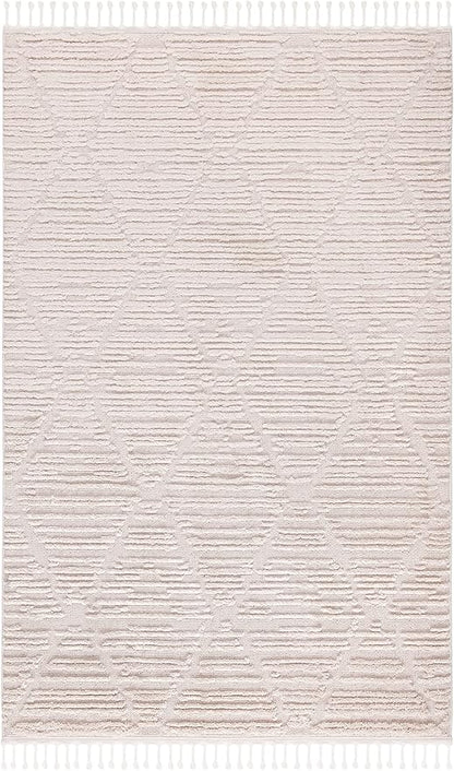 SAFAVIEH Marrakech Collection Accent Rug - 4' x 6', Beige, Moroccan Boho Tribal Tassel Design, Non-Shedding & Easy Care, Ideal for High Traffic Areas in Entryway, Living Room, Bedroom (MRK517C)