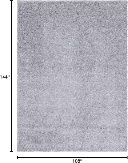 Unique Loom Davos Shag Collection Area Rug - Solid (9' x 12' Rectangle, Sterling)