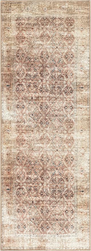 Keen Home Design 2x7 Rug - Machine Washable Runner Rug with Non-Slip Backing, Ideal for Hallway, Entryway, Kitchen, Laundry Room - Vintage, Easy Clean, Durable, Low Pile - (2'6" x 7')