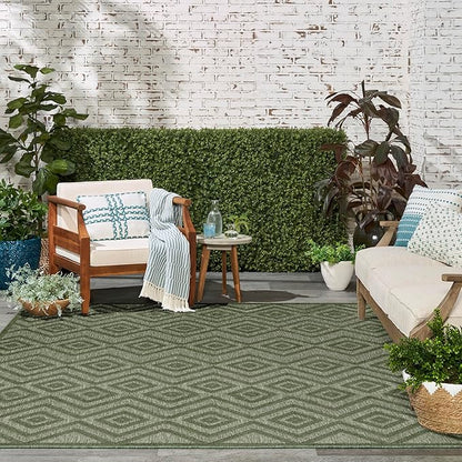 Nourison Home Versatile Green 8' x 10' Area Rug - Easy Clean, Non Shedding, Bed Room, Living Room, Dining Room, Kitchen (8' x 10')