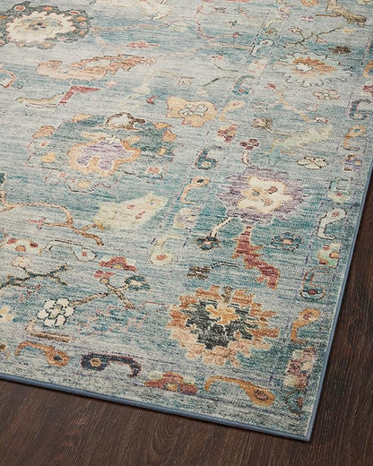 Loloi Margot Collection MAT-06 Denim/Multi 2'-0" x 5'-0" Accent Rug feat. CloudPile, No-Shed Easy Clean Large Patterned Area Rug for Living Room, Bedroom, Dining Area