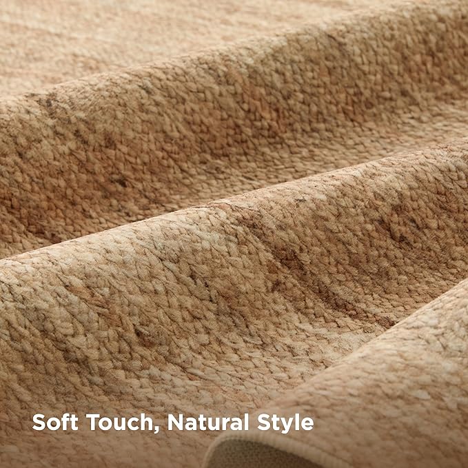 Bedsure 8x10 Printed Jute Rug for Living Room, Machine Washable Rugs, Jute-Look Rug, Non-Slip Backing, Non-Shedding