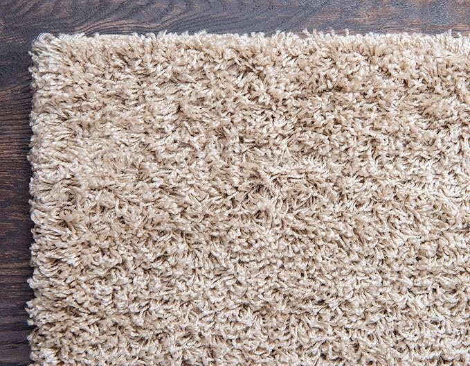 Unique Loom Solid Shag Collection Area Rug (4' 1" x 6' 1" Rectangle, Taupe)