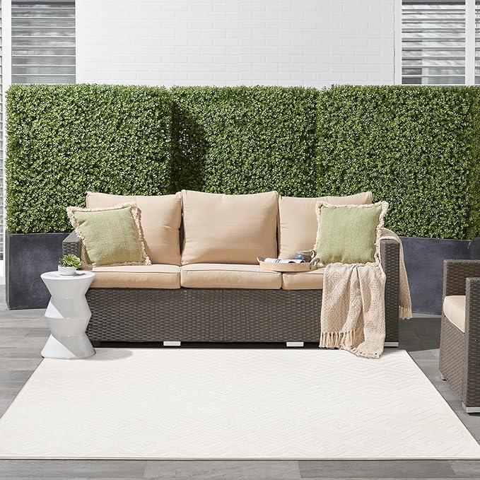 Nourison Home Versatile Ivory White 9' x Square Area Rug - Easy Clean, Non Shedding, Bed Room, Living Room, Dining Room, Kitchen (9' x Square)