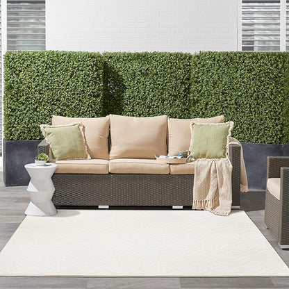 Nourison Home Versatile Ivory White 9' x Square Area Rug - Easy Clean, Non Shedding, Bed Room, Living Room, Dining Room, Kitchen (9' x Square)