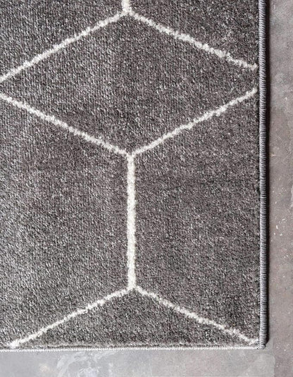 Unique Loom Trellis Frieze Collection Area Rug - Geometric (6' Square, Dark Gray/ Ivory)