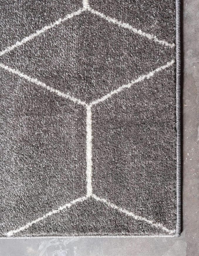 Unique Loom Trellis Frieze Collection Area Rug - Geometric (5' Square, Dark Gray/ Ivory)