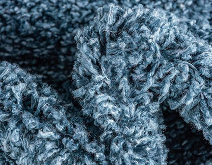 Unique Loom Davos Shag Collection Area Rug - Solid (3' 3" Square, Marine Blue)