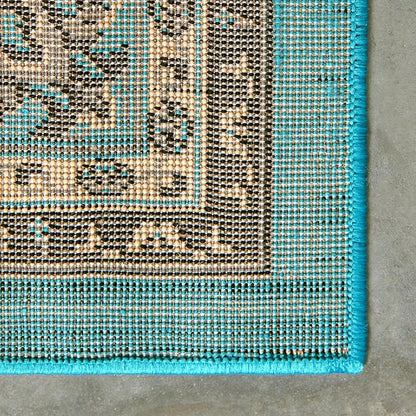 Unique Loom Sialk Hill Collection Area Rug - Washington (6' 1" x 9' Rectangle Turquoise/Black)