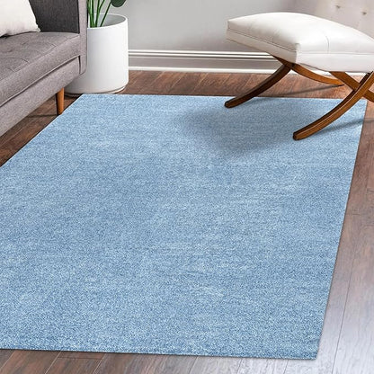 Eyely UES100F-5 Supersoft Haze Solid Low-Pile Indoor Area Rug Casual;Contemporary;Solid;Traditional, Bedroom, Kitchen, Living Room, Easy-Cleaning, Non-Shedding, 5 X 8, Classic Blue