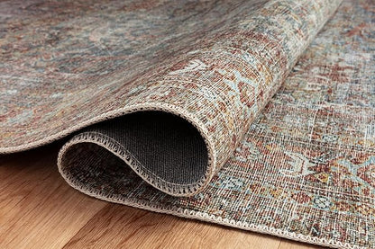 Loloi Chris Loves Julia Jules Collection JUL-05 Lagoon/Brick 2'-6'' x 9'-6'', .13" Pile Height, Runner Rug