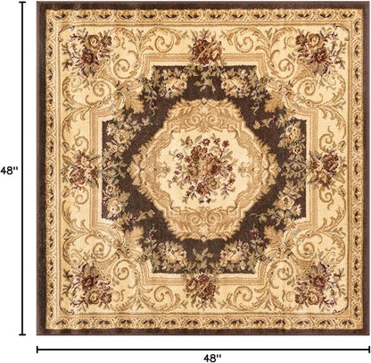 Rugs.com Chateau Collection Rug – 4 Ft Square Brown Medium Rug Perfect for Living Rooms, Kitchens, Entryways