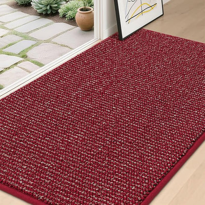 BEQHAUSE Dirt Trapper Door Mat 36" x 60", Non-Slip Washable Doormats Entrance Mat, Dirt Resistant and Absorbent Welcome Mat, Low Profile Floor Mats for Front Back Door and Entryway, Red