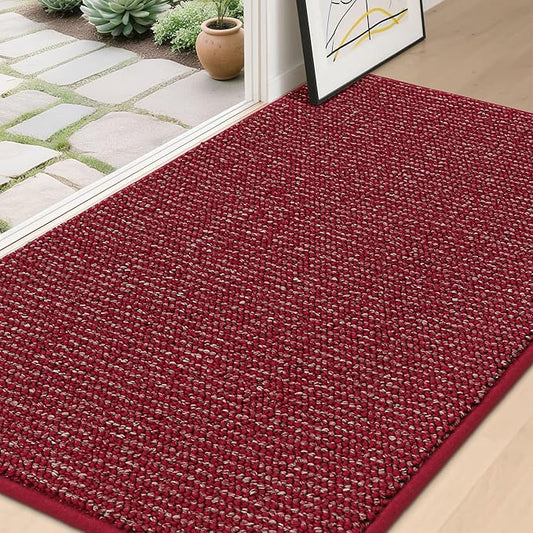 BEQHAUSE Dirt Trapper Door Mat 36" x 60", Non-Slip Washable Doormats Entrance Mat, Dirt Resistant and Absorbent Welcome Mat, Low Profile Floor Mats for Front Back Door and Entryway, Red