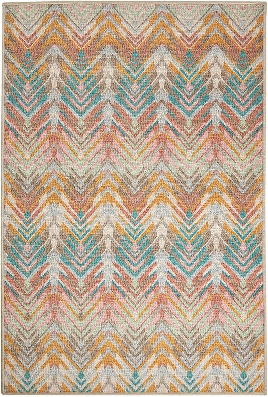 Dash & Albert Seneca Stone Machine Washable Rug, Runner-2.5 X 8 Feet, Multi Graphic Pattern