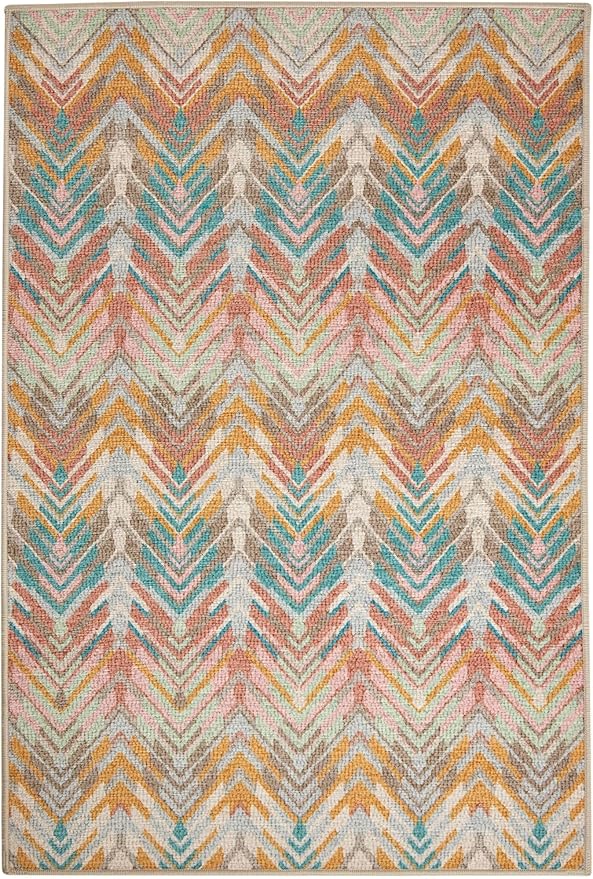 Dash & Albert Seneca Stone Machine Washable Rug, 3 X 5 Feet, Multi Graphic Pattern