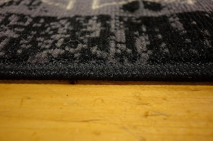 Unique Loom Taftan Collection Border Geometric Tribal Inspired Design Area Rug (8' 0 x 10' 0 Rectangular, Black/ Gray)
