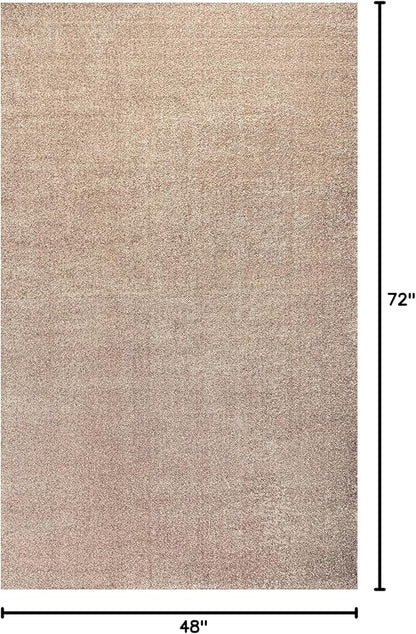 Eyely UES100G-4 Supersoft Haze Solid Low-Pile Indoor Area Rug Casual;Contemporary;Solid;Traditional, Bedroom, Kitchen, Living Room, Easy-Cleaning, Non-Shedding, 4 X 6, Beige