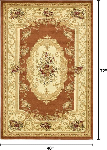 Rugs.com Chateau Collection Rug – 4' x 6' Brick Red Medium Rug Perfect for Entryways, Kitchens, Breakfast Nooks, Accent Pieces