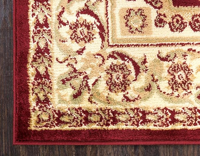 Unique Loom Versailles Collection Traditional Classic Medallion Floral Motif Area Rug (6' 0 x 9' 0 Rectangular, Burgundy/ Ivory)