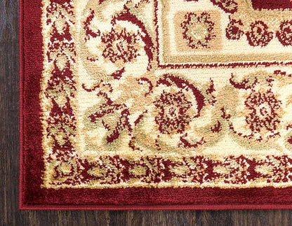 Unique Loom Versailles Collection Traditional Classic Medallion Floral Motif Area Rug (10' 0 x 13' 0 Rectangular, Burgundy/ Ivory)