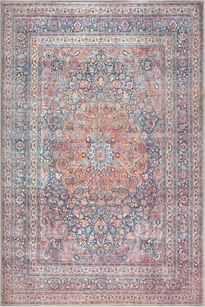 Bloom Rugs Washable Non-Slip 3' x 5' Rug - Multicolor Traditional Medallion Area Rug for Living Room, Bedroom, Dining Room, and Kitchen - Exact Size: 3' x 5'