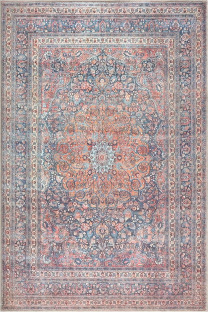Bloom Rugs Washable Non-Slip 6' x 9' Rug - Multicolor Traditional Medallion Area Rug for Living Room, Bedroom, Dining Room, and Kitchen - Exact Size: 6' x 9'