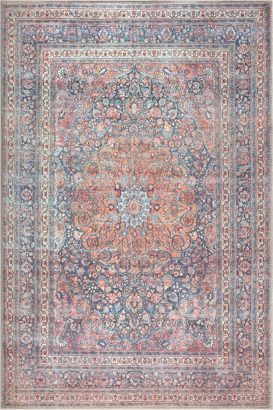 Bloom Rugs Washable Non-Slip 2' x 3' Rug - Multicolor Traditional Medallion Area Rug for Living Room, Bedroom, Dining Room, and Kitchen - Exact Size: 2' x 3'