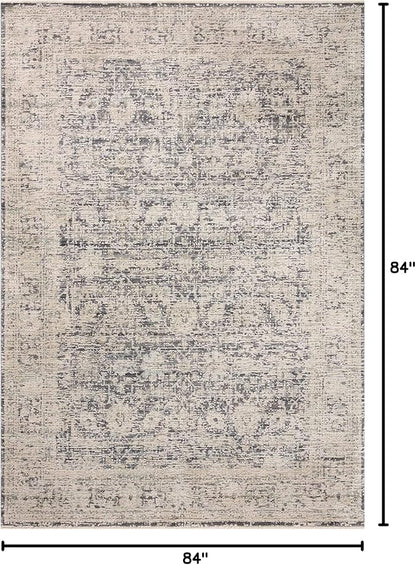 Loloi Amber Lewis Alie Collection ALE-05 Charcoal/Beige 7'-10'' x 7'-10'', .13'' Pile Height, Round Area Rug