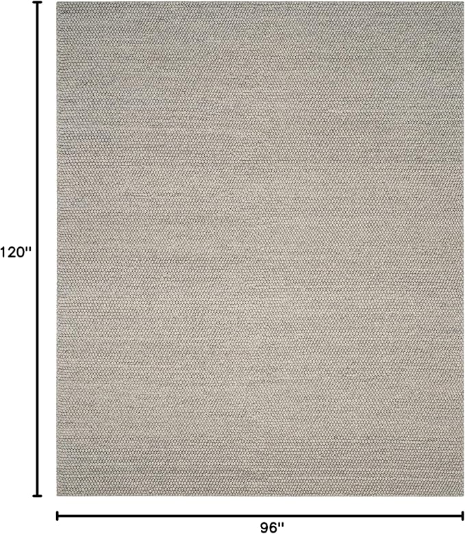 SAFAVIEH Area Rug 8x10 - Natura Collection - Large - Silver, Handmade Wool Blend, Textured Design, Ideal for Living Room, Bedroom, Dining Space (NAT620C)