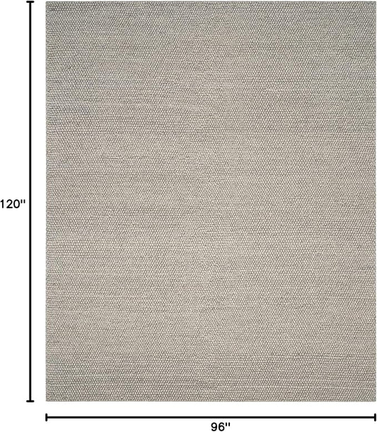 SAFAVIEH Area Rug 8x10 - Natura Collection - Large - Silver, Handmade Wool Blend, Textured Design, Ideal for Living Room, Bedroom, Dining Space (NAT620C)