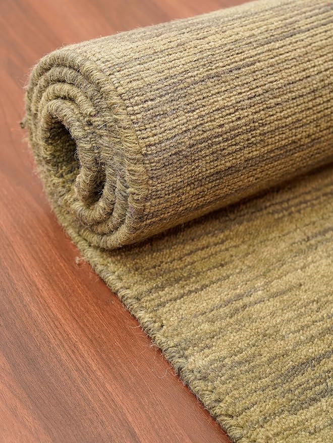 Rugsotic Carpets Hand Knotted Loom Wool 9'x12' Area Rug Solid Green L00111