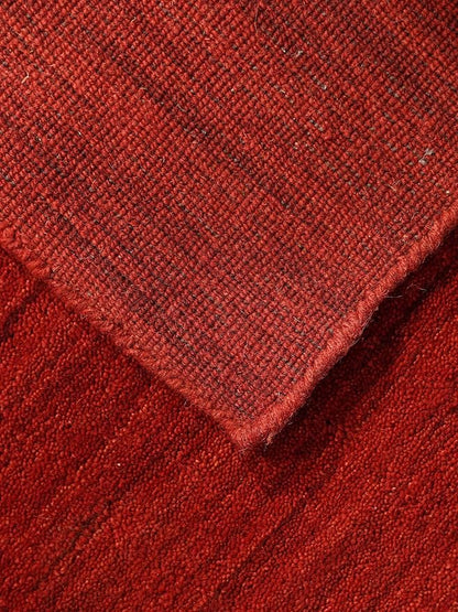 Hand Knotted Loom Wool ECO-Friendly Area Rugs - 10'x10', Square, Red Color, Solid Plain Design, High Pile Thick Handmade Anti Skid Area Rugs for Living Room, Bed Room (L00111)