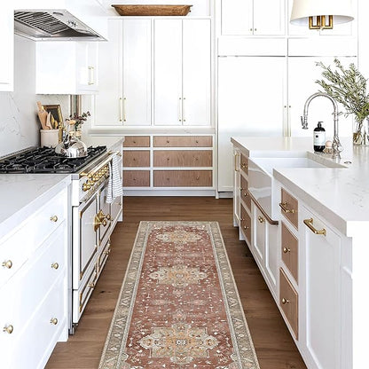 Washable Area Rug. Modern Farmhouse. Vintage. Turkish. Bohemian. Distressed. Oriental. Traditional. Rugs for Living Room. Dining. Bedroom. Office. Entryway. Foyer. (857RB, 2'5" x 4'9")