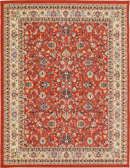 Unique Loom Sialk Hill Collection Area Rug - Washington (9' x 12' Rectangle Terracotta/Cream)