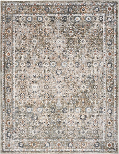 Nourison Home Astra Machine Washable Gold Grey 6'7" x 9' Area Rug - Easy Clean, Non Shedding, Bed Room, Living Room, Dining Room, Kitchen (7' x 9')
