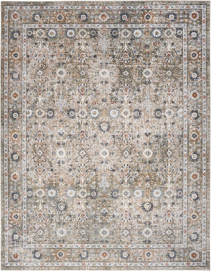 Nourison Home Astra Machine Washable Gold Grey 7'10" x 10' Area Rug - Easy Clean, Non Shedding, Bed Room, Living Room, Dining Room, Kitchen (8' x 10')